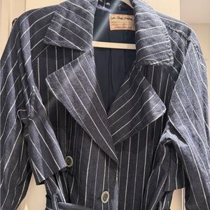Free People Navy Pinstripe Blazer